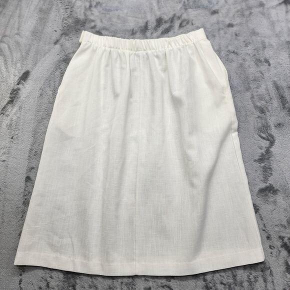 Vintage Item Eyes Skirt Womens M Ivory Cream Pleated Pencil Side Button Office - Picture 5 of 13